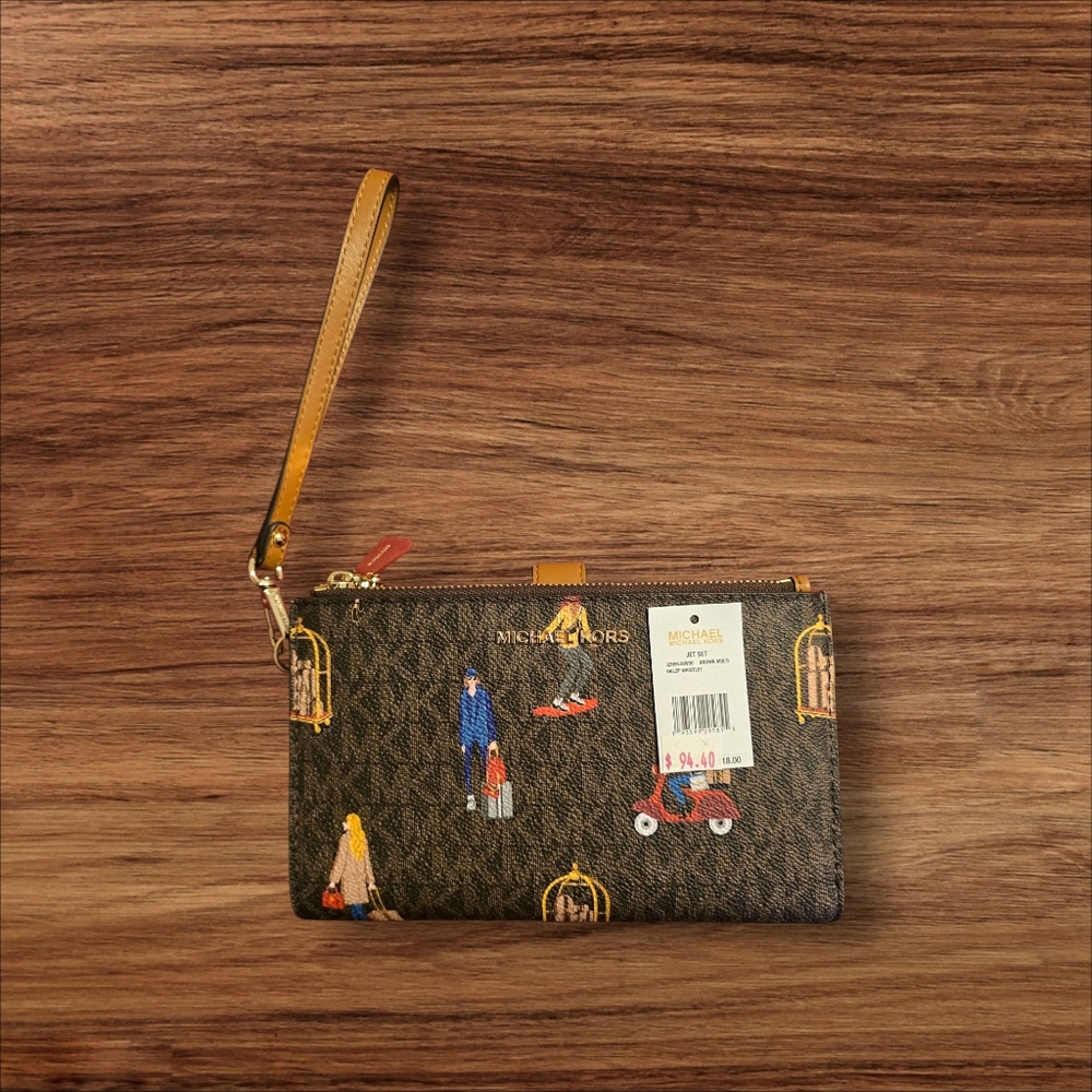 MICHAEL Michael Kors Jet Set Girls Smartphone Wallet Wrestlet Travel Print